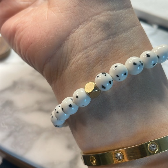 Dalmatian Jade & Orange Aventurine bracelet - Picture 4 of 5